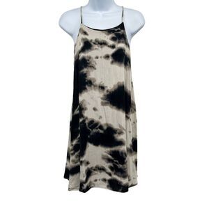 2/$30 Addie Tie Dye Ombre Gauzy Black Gray Sleeveless Swing Mini Dress Small
